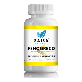 Saisa Herbal Fenogreco 100% Puro Bolsa Con 100 Cápsulas. Sabor Sin sabor