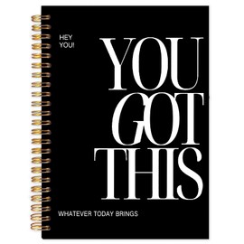 Yhtrg You Got This Inspirational Spiral Notebook Journal, Inspirational Notebook for Women, Motivational Journals, Black Motivational Positive Notebooks for Office School Supplies, 5.5x8.3 Inch