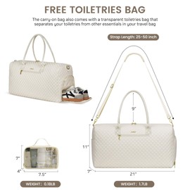 Weekender Travel Duffle Bag for Women: Overnight Bags with Shoe Compartment Carry on Bags for Airplanes with Toiletry Bag Hospital Bag Weekend Yoga Gym Bag with Wet Pocket Travel Duffel Tote Bag Beige