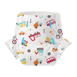 CutiePlusU Adult Diapers 10 Pieces, Disposable Incontinence Briefs with Tabs for Women and Men, Maximum Overnight Absorbency- Busy Driver (Large 37"-47")