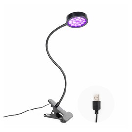 LED Black Light - UV Ultraviolet Clip Light, 5W, USB Powered, Easy Operation, Angle Adjustable, 385-400 nm, LED UV Light, Bar Light, Resin Curing Light, Wedding, Party, Stage, Illumination, Fluorescent Makeup, Fluorescent Agent Residue Check, Pet Pee Rem