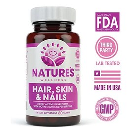 Biotina Natures Wellness para Cabello, Piel y Uñas con 60 Cápsulas