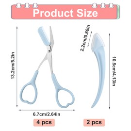 6PCS Eyebrow Scissor with Comb, Eye Brow Scissors for Women, Eyebrow Trimmer Scissors, Beard Shaping Kit - for Women/Men, Home, Travel and Salon Use（Multicolor）