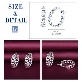 Yumilok Chain Style Vintage Women's Hoop Earrings 925 Sterling Silver Cubic Zirconia Earring for Girls Women, Sterling Silver