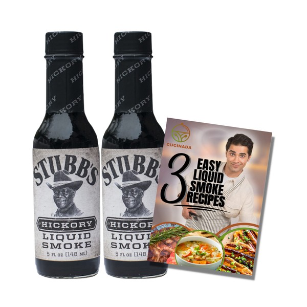 Liquid Smoke for Cooking (148 ml x 2) - Stubbs Hickory Liquid Smoke for Cooking Vegan with Recipe Leaflet | Liquid Smoke Seasoning and for Flavouring | Ideal for Vegetarians and Vegans l Gluten-Free
