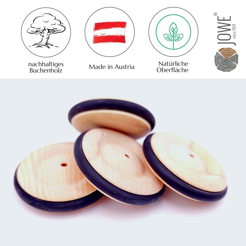 Wooden Wheel Made of Beech with Rubber Tyres 140 mm,