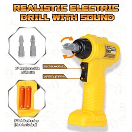 Lehoo Castle Kids Tool Bench with Electric Drill and Construction Vehicles, 2-in-1 Workbench and Toolbox for Toddlers, STEM Learning Toys for Age 3-5, Birthday Gift for Boys & Girls