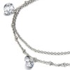 COOLSTEELANDBEYOND Tow-Row Anklet Bracelet Stainless Steel with Dangling Cubic Zirconia