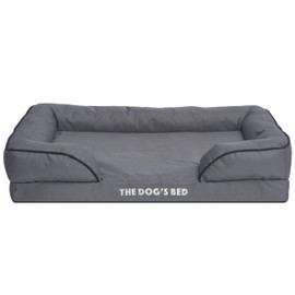 The Dog’s Bed, Orthopedic Egg Crate Foam Waterproof Dog Bed with Standard Support, Large Grey with Black Trim, Waterproof, Supportive Dog Bed with Replaceable Covers, Veterinary Approved