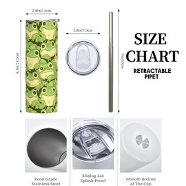 amepay Cute Frog Stainless Steel Insulated Tumbler with Lid - 20oz Green Cartoon Animal Travel Mug, Reusable Metal Straw & Brush, Double-Wall Vacuum Bottle Cup for Hot Cold Drinks,Gifts