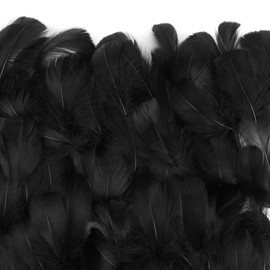 Mwoot 300 pieces black feathers, 7-12 cm, natural beautiful goose feathers for various DIY craft headdress, earrings and wedding, birthday, Christmas, festival, home party decoration
