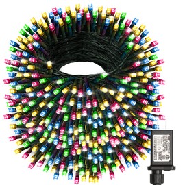 Haili 1000 Led Christmas Lights, Plug in 8 Lighting Modes Waterproof, Outdoor Christmas Lights for Tree Yard Party Indoor Outside Decorations (393FT, Multi Colored)