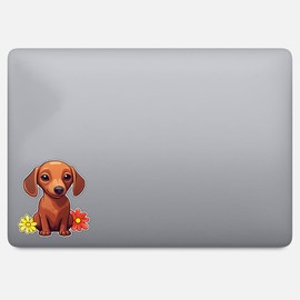 Cute Dachshund Puppy Dog Lover Vinyl Decal Waterproof Sticker For Car bike, SUV, Truck Helmet, Laptop, Water Bottle,Notebook,Window, Bumper Sticker 5-inch (Design 5)