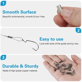 SHADDOCK 350pcs Fishing Double Barrel Crimping Sleeves Copper Connector Kit High Strength Copper Tube Connector Set Size 1.2-2.0mm