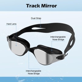 Funtery Swimming Goggles for Men Women with Nose Clip and Ear Plugs Polarised Swimming Goggles Diving Goggles Adult Anti-Fog and UV Protection Water Sports Swimming Goggles for Adults Unisex
