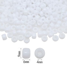 Amaney White Pony Beads with Storage Box 6x9mm Acrylic Beads 500pcs for Hair Braids Jewelry Making