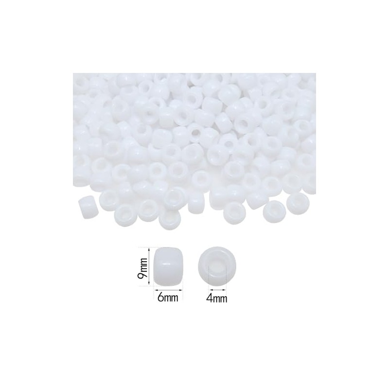 Amaney White Pony Beads with Storage Box 6x9mm Acrylic Beads