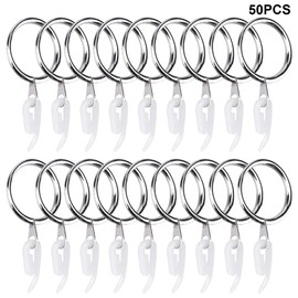 25 Sets Metal Curtain Rings And Hooks, Curtain Hanging Rings 30mm Internal Diameter Eyelets for Hanging Curtain Poles And Rods(Silver)