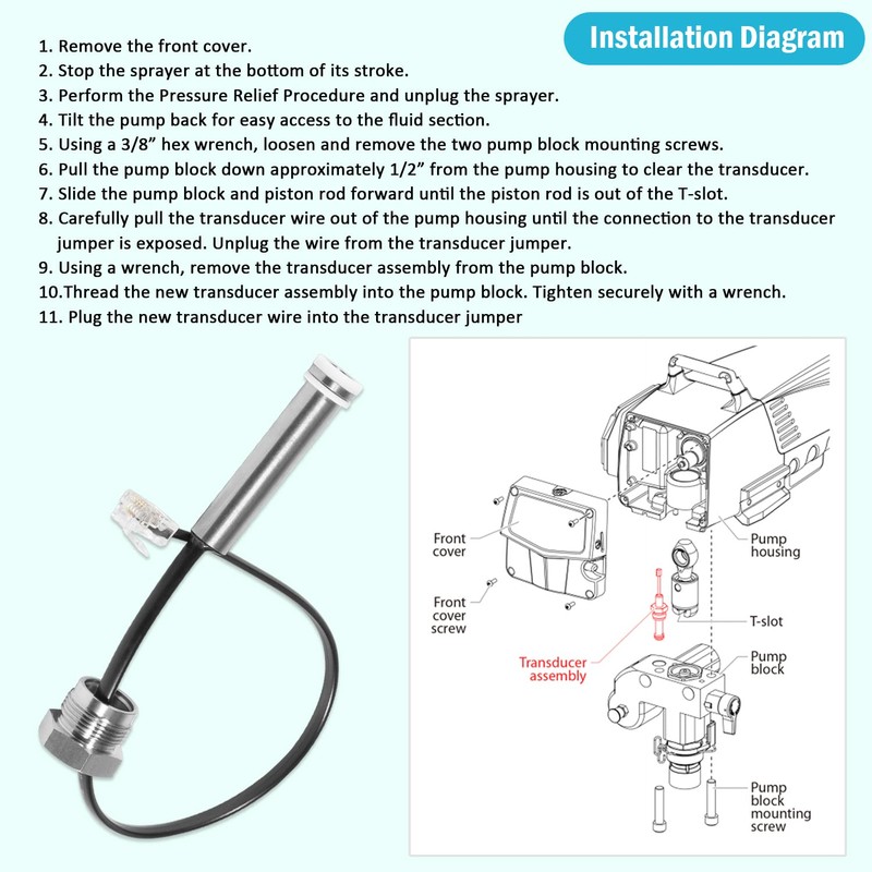 704492 Airless Sprayer Pressure Transducer for Titan Impact 440 540