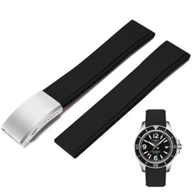 Danxancy FKM Rubber Watch Strap,Cut to Size Quick Release Fluororubber Watch Band with Deployment Clasp 19mm 20mm 21mm 22mm Soft Durable Universal Replacement Band Strap for Men Women