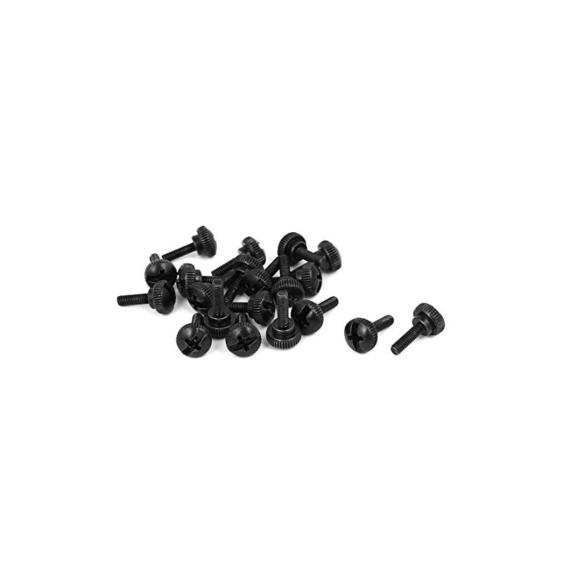 Sourcingmap M3 x 10mm Knurled Phillips Head Thumb Screw Black