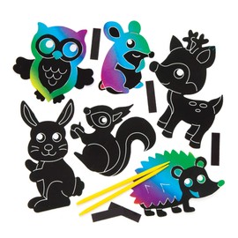 Baker Ross Kratzbild-Magnete „Waldtiere“ für Kinder – perfekt für kreative Bastelarbeiten (10 Stück)