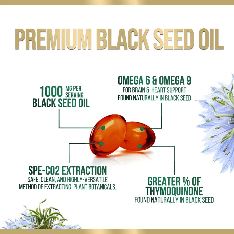 Black Seed Oil 1000mg Softgels Nigella Sativa Pure Premium