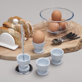 Zeal G277B Stack and Store Cups/Holders, Set of 4 with Chrome Storage and Carry Stand, Duck Egg Blue