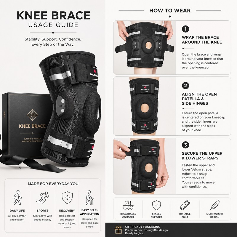 Hinged Knee Brace for Daily & Sports Support – Adjustable