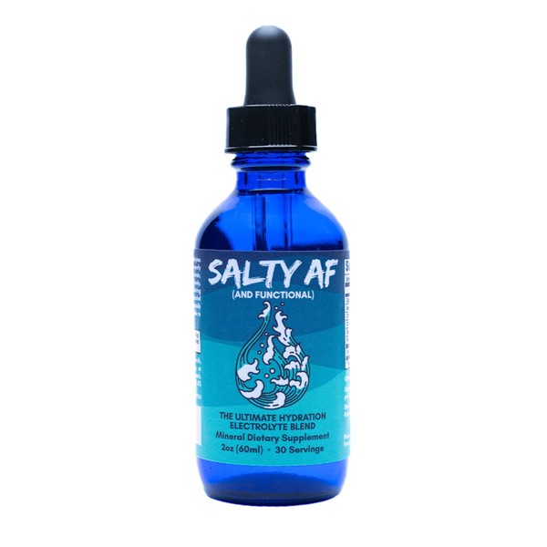 Salty AF - Electrolyte Blend, Ultimate Hydration, Mineral Dietary Supplement, Electrolyte Drink Mix, Vegan, Cruelty Free, Non GMO, Liquid Electrolyte Drops - 2 Oz Bottle
