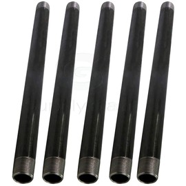 Supply Giant 1/4 Inch Black Pipe, Quarter Inch Malleable Steel Pipes Fitting Build DIY Vintage Furniture, 1/4" x 36" (Pack Of 5)