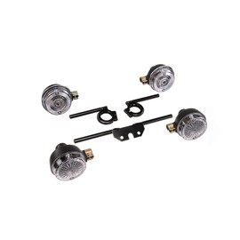 AKF Set of 4 White Indicators Round Complete with Indicator Carrier Black for Simson S50, S51, S70