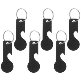 DIYEAH 6 Piece Shopping Trolley Chip Keyring with Bottle Opener Practical Trolley Token Remover Made of Stainless Steel Lightweight and Portable for Supermarket Use