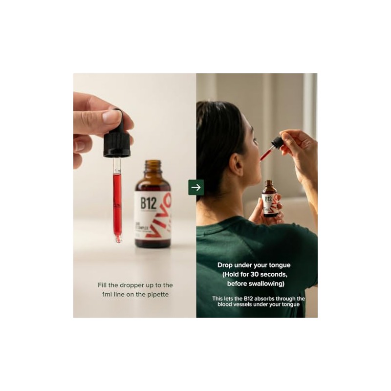 Vivo Life Vitamin B12 Complex, High Potency Health Supplement, 60