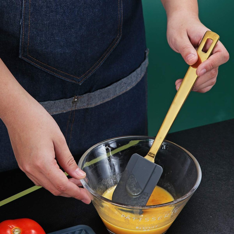 Gold Silicone Spatulas, Berglander Flexible Scrapers Baking Mixing Tool With
