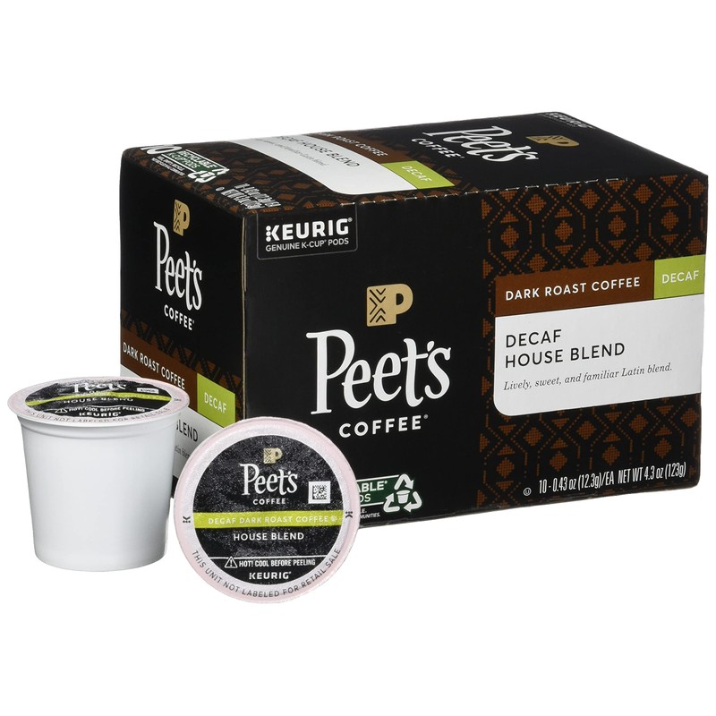Peet's Coffee Decaf House Blend K Cup Coffee Pods for