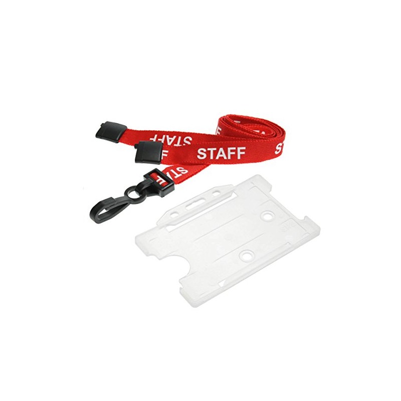 Customcard ltd® Staff Neck Lanyard Red Plastic Clip & Opaque