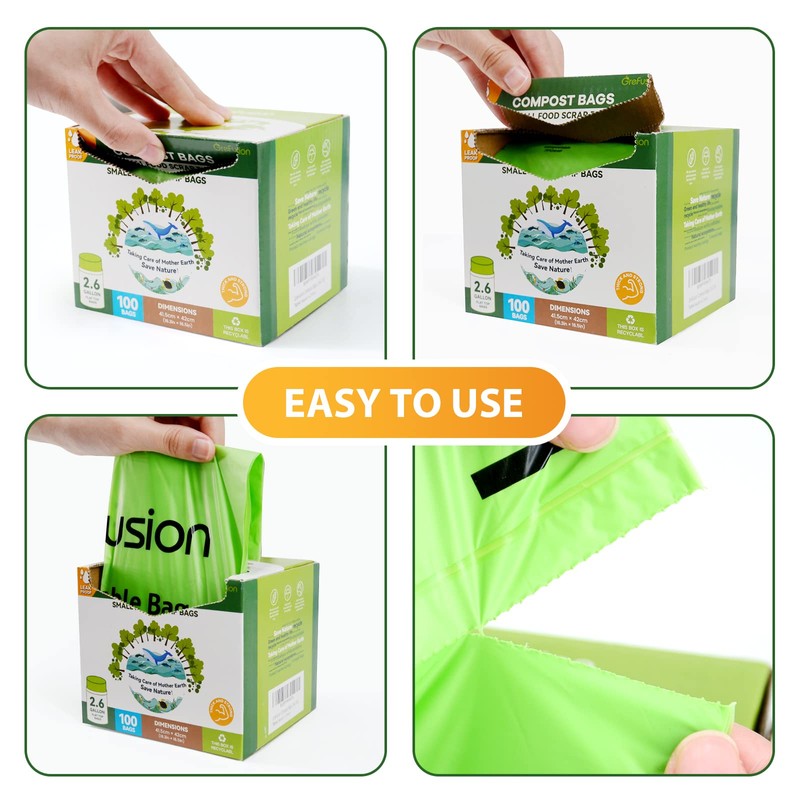 GreFusion Compostable Trash Bags for Kitchen Compost Bin 1.2 Gallon,150