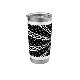 Star Effect Geometric Symmetrical Pattern White On Black Stainless Steel Insulated Tumbler