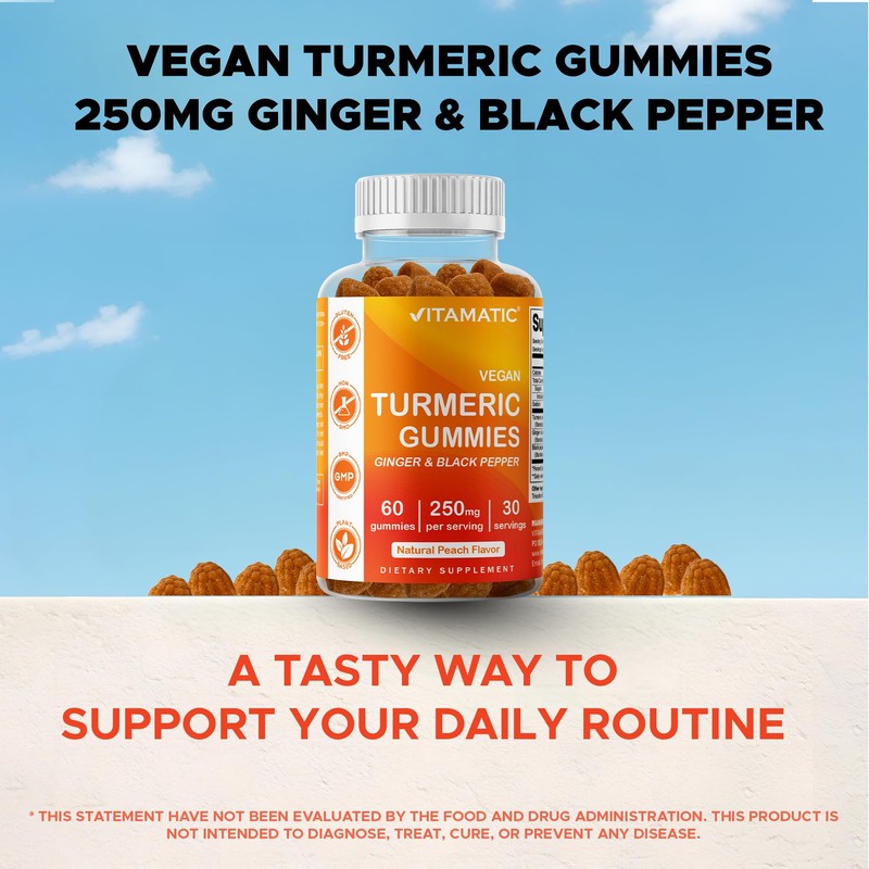 Vitamatic Turmeric Gummy with Ginger & Black Pepper Extract –