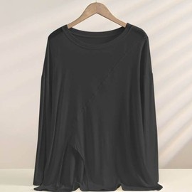 Basic Cut-out Long-Sleeve Tee SIS-804: Daily Casual, Lightweight, Exercise Cover-Up PilaPole Wear (Cut-out Long-Sleeve Tee)/White/M 3ea