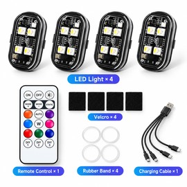 RGB LED Strobe Lights for Cars & Motorcycles – Wireless Multicolor Flashing Lights for Vehicle Decoration