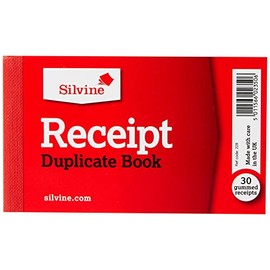 Silvine Duplicate Cash Receipt Book - 30 Receipts per Book, Gummed (63 x 105mm)