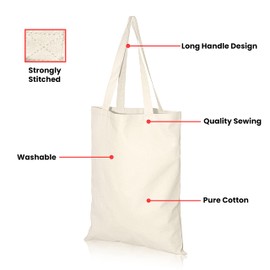 IMFAA Tote 100% Natural Cotton Canvas Reusable Shoulder/Hand Shopping Bags. Natural Colour Ideal for Printing and Embroidery (10, Large (45x40+60))