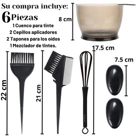 Kit 6pzs Herramientas Profesionales Aplicadoras De Tinte con Cepillos para Cabello, Tazón de Teñir y Mezclador de Tinte