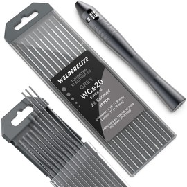 TIG Wire Feeder Pen with 1/16'' × 7'' Gray Ceriated Tungsten Electrodes (10 Pack) | 2% Ceriated for AC/DC TIG Welding | Ideal for Stainless Steel & Carbon Steel | High-Conductivity, Easy to Use
