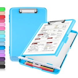 Sooez Clipboard with Storage, High Capacity Nursing Clip Board 8.5 x 11 with Pen Holder & Low Profile Clip, Plastic Clipboards Case Box, Teacher Must Haves School Office Supplies,Letter Size/ A4