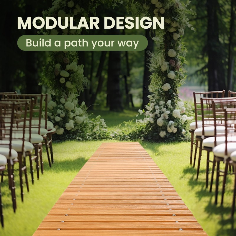 Yoopin 11.5ft Wooden Garden Pathway, Outdoor Roll Out Sycamore Straight