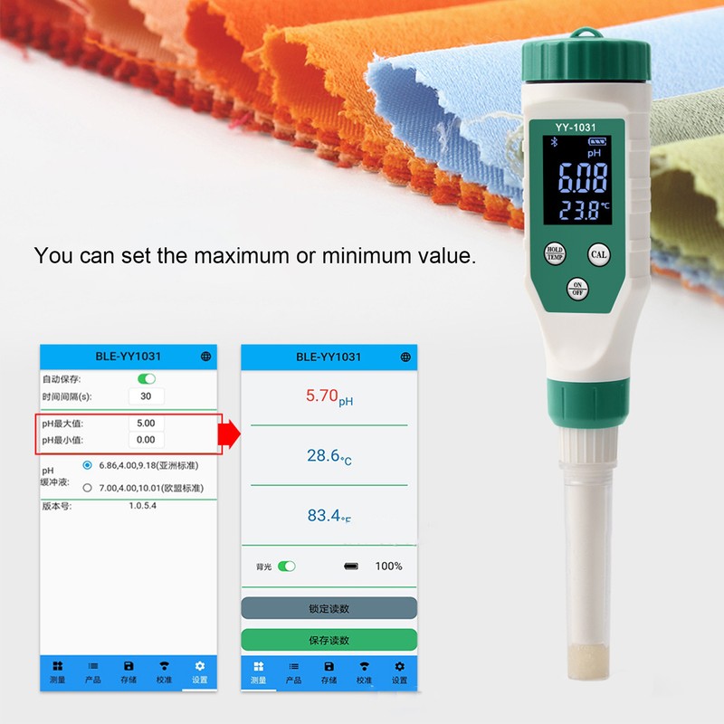 Bluetooth PH Meter Smart High Accuracy IP67 Waterproof LCD Display