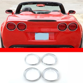 MODY 4PCS ABS Chrome Rear Tail Light Lamp Trim Frame Ring For Corvette C6 2005-2013